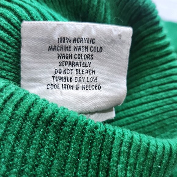 Southpole Knit Turtleneck Sweater Mens XL Green with Spell Out 90s Pullover - Picture 10 of 10